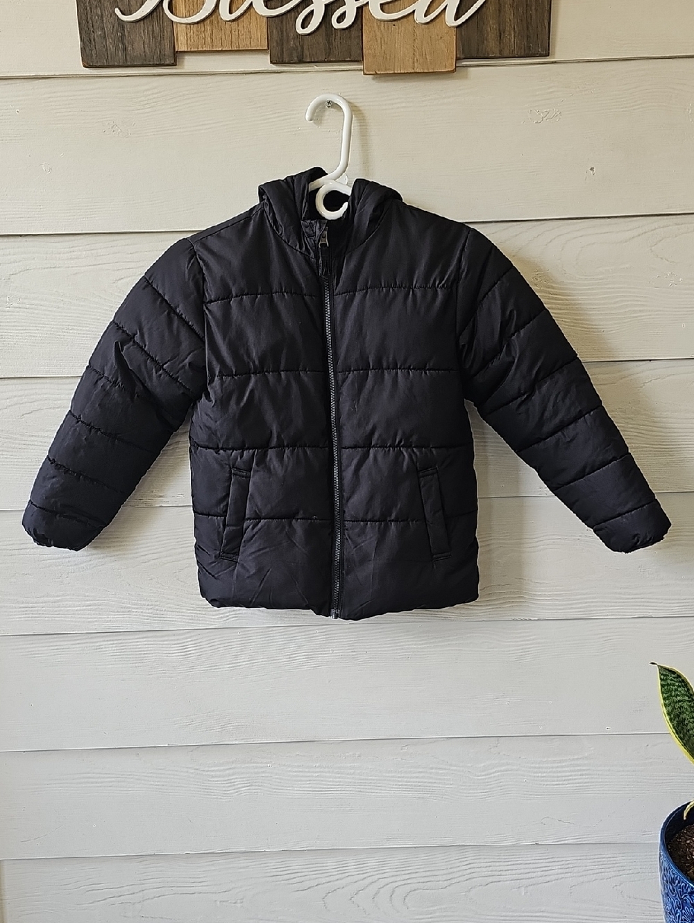 Swiss Tech Kids Black Hooded Puffer Coat